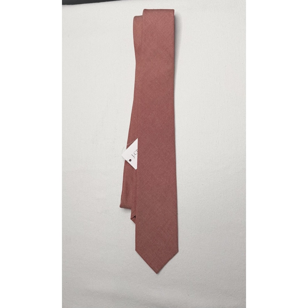 J Crew Tie Men's Matte Orange Red Chambray 100% Cotton Skinny Slim Necktie Work